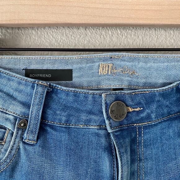 KUT from the Kloth Boyfriend Mid Rise Cotton Blue Jeans Quality Denim Womens 2 - Picture 3 of 10